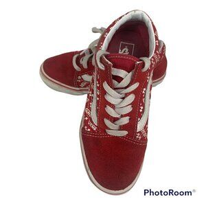 VANS Old Skool Logo Repeat (Racing Red) Preschool Shoes Size 2.5